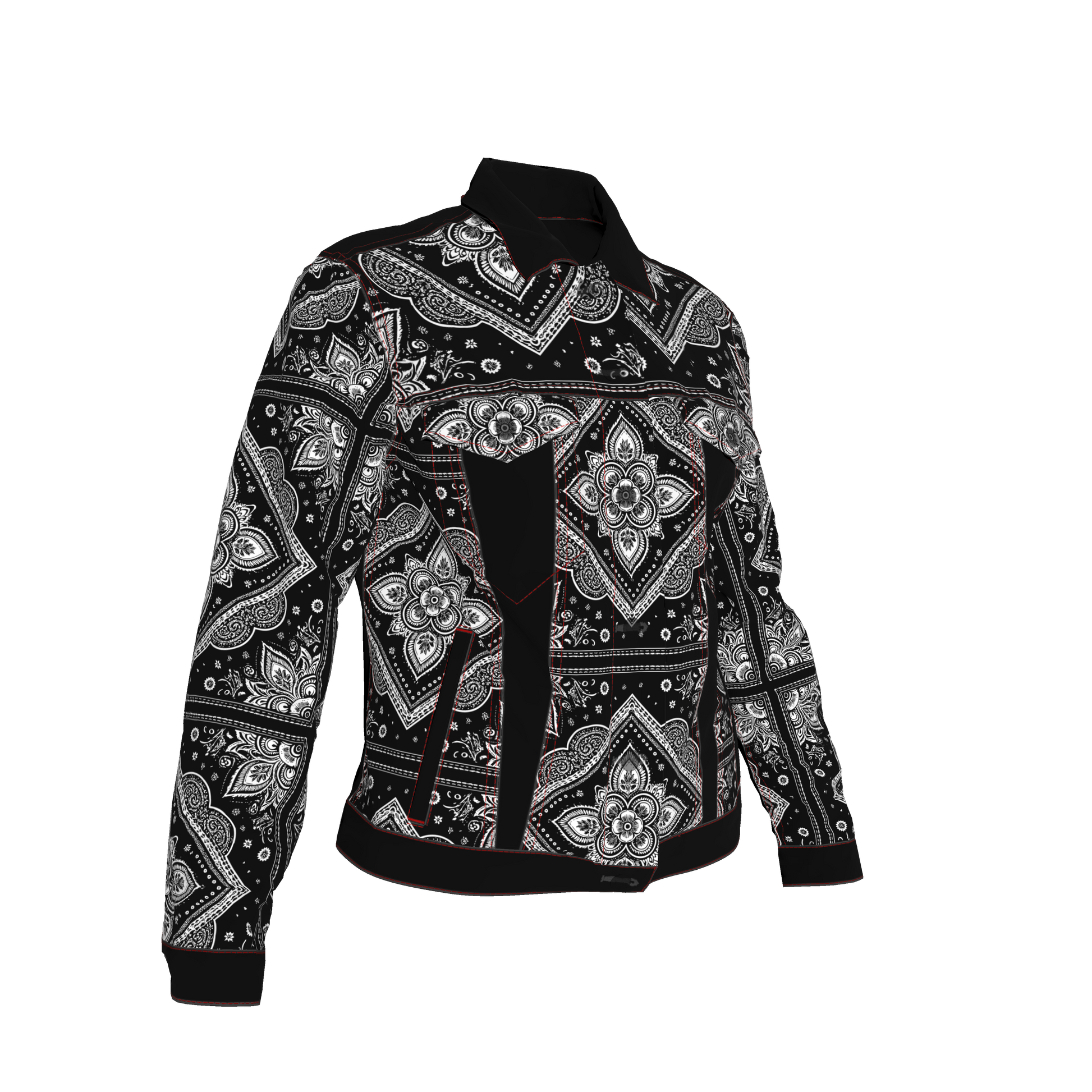 Bandana Print Women's Jean Jacket ⚫🤍