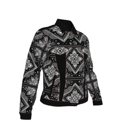 Bandana Print Women's Jean Jacket ⚫🤍