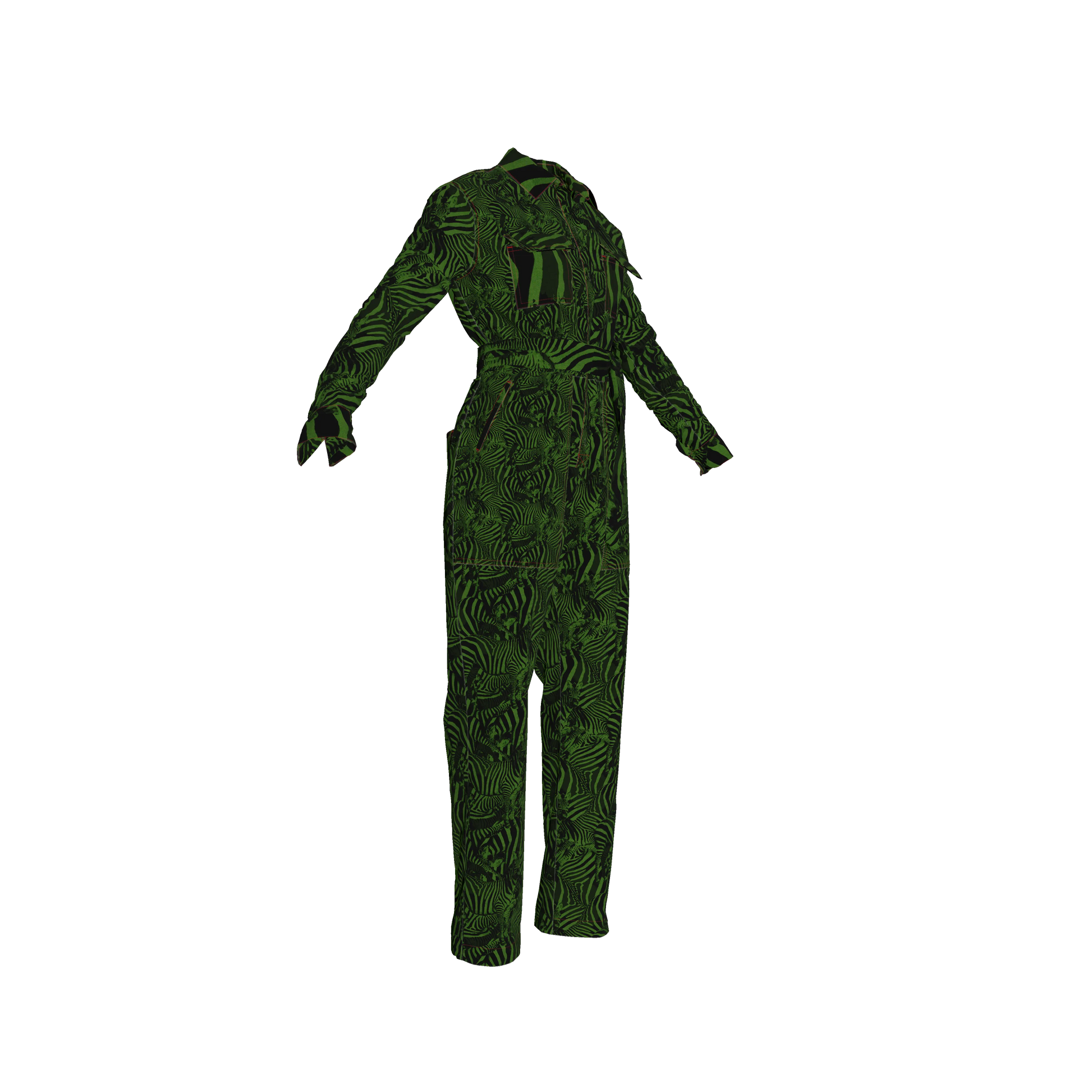 Green Zebra Button Jumpsuit