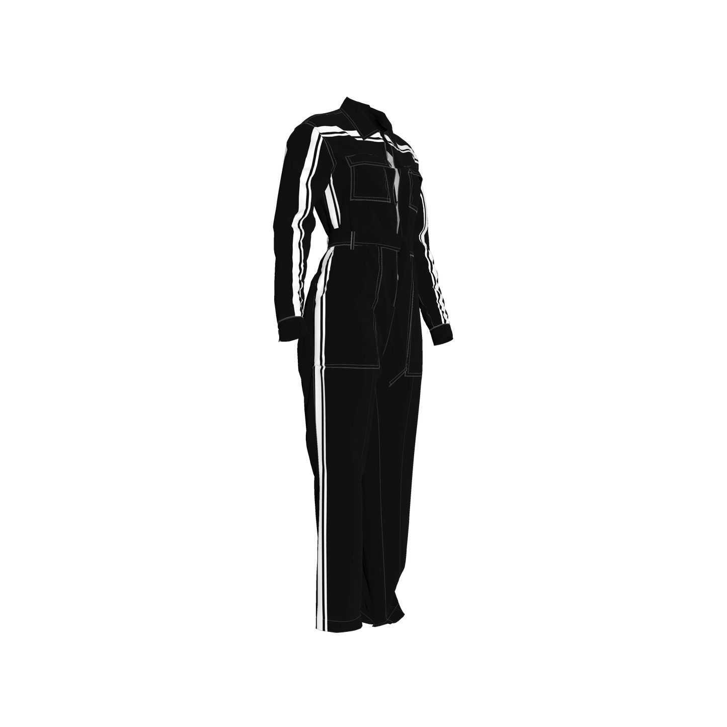 Black & White Lightweight Organic Cotton Flannel MotoStripe™ Jumpsuit