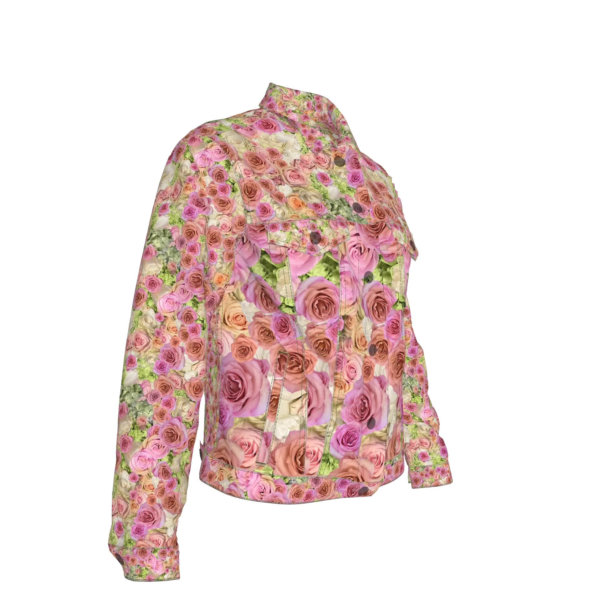 Rose & Hydrangea Women’s Jean Jacket 🌹🌸💚 