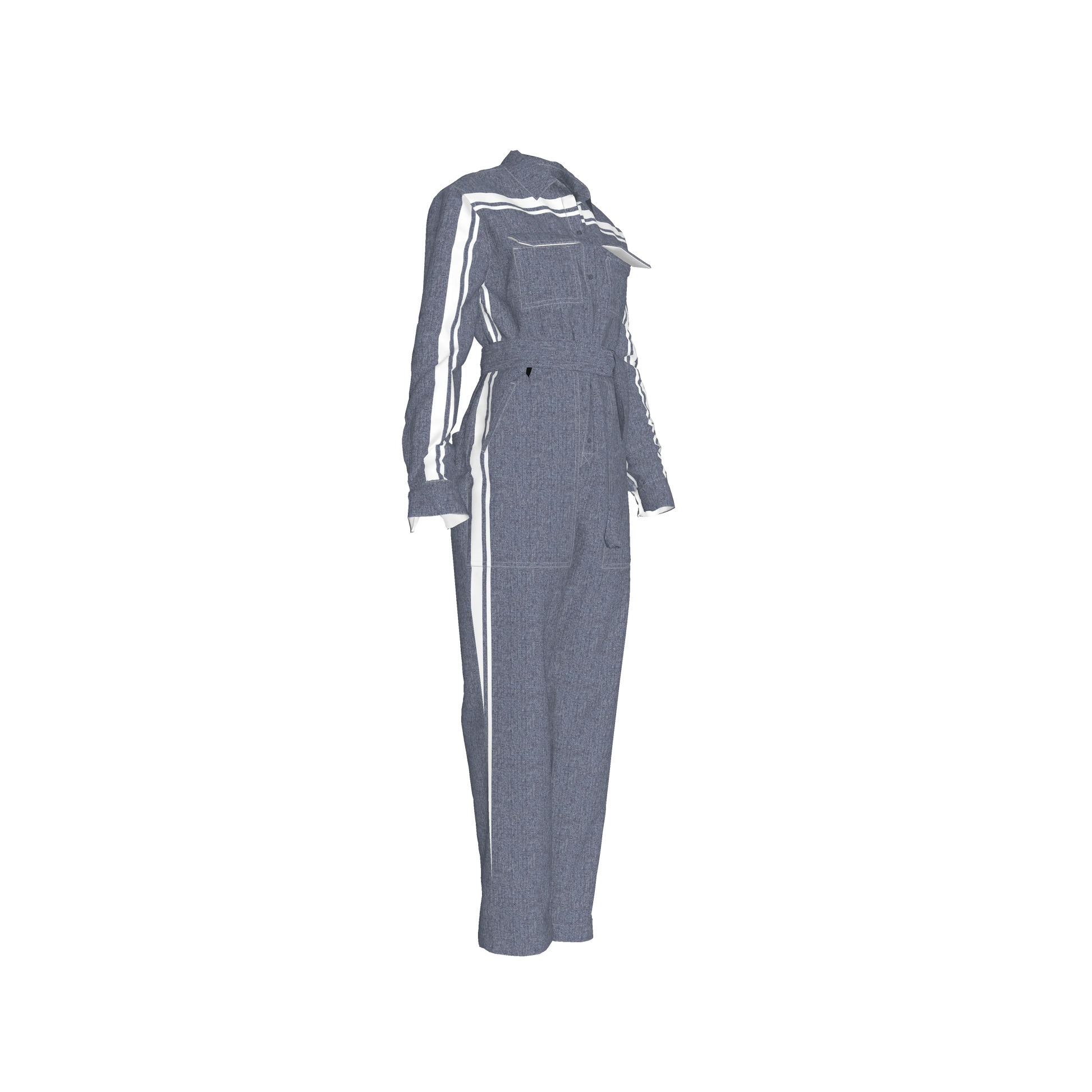 Acid Denim MotoStripe™ Button Jumpsuit