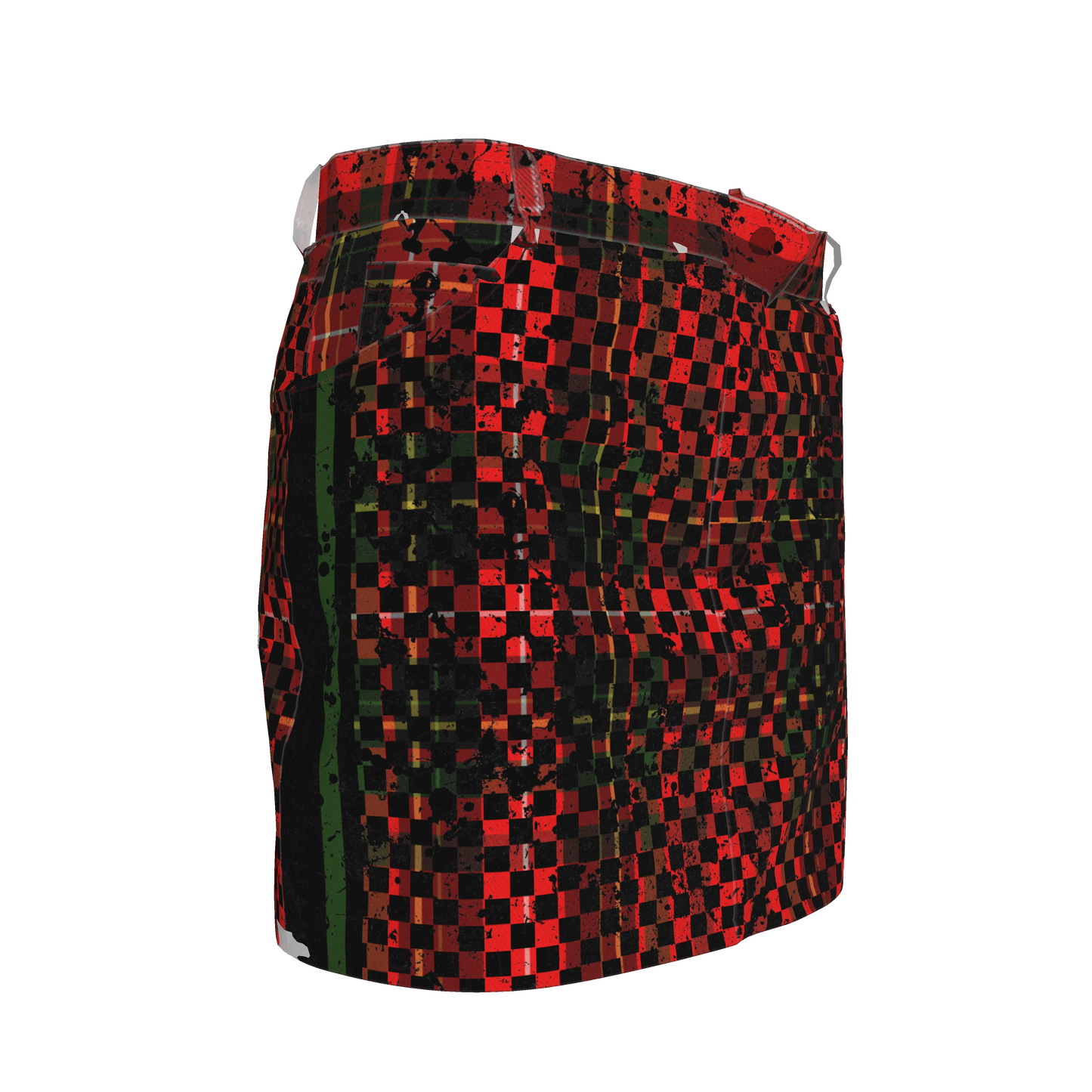 Tartan Check Splat MotoStripe™ Jean Skirt
