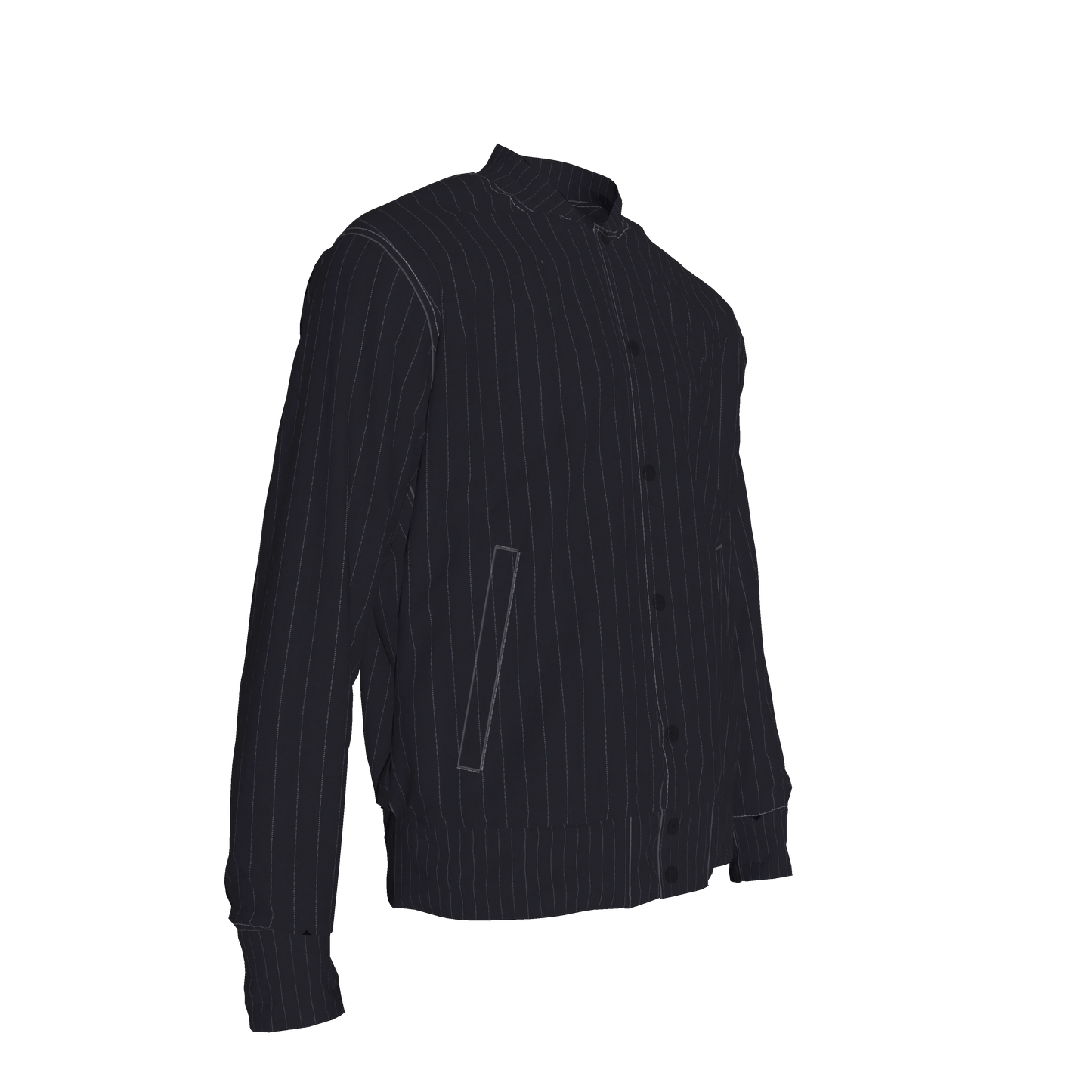 The Navy Pinstripe Snap Terry Baseball Jacket ⚾💙