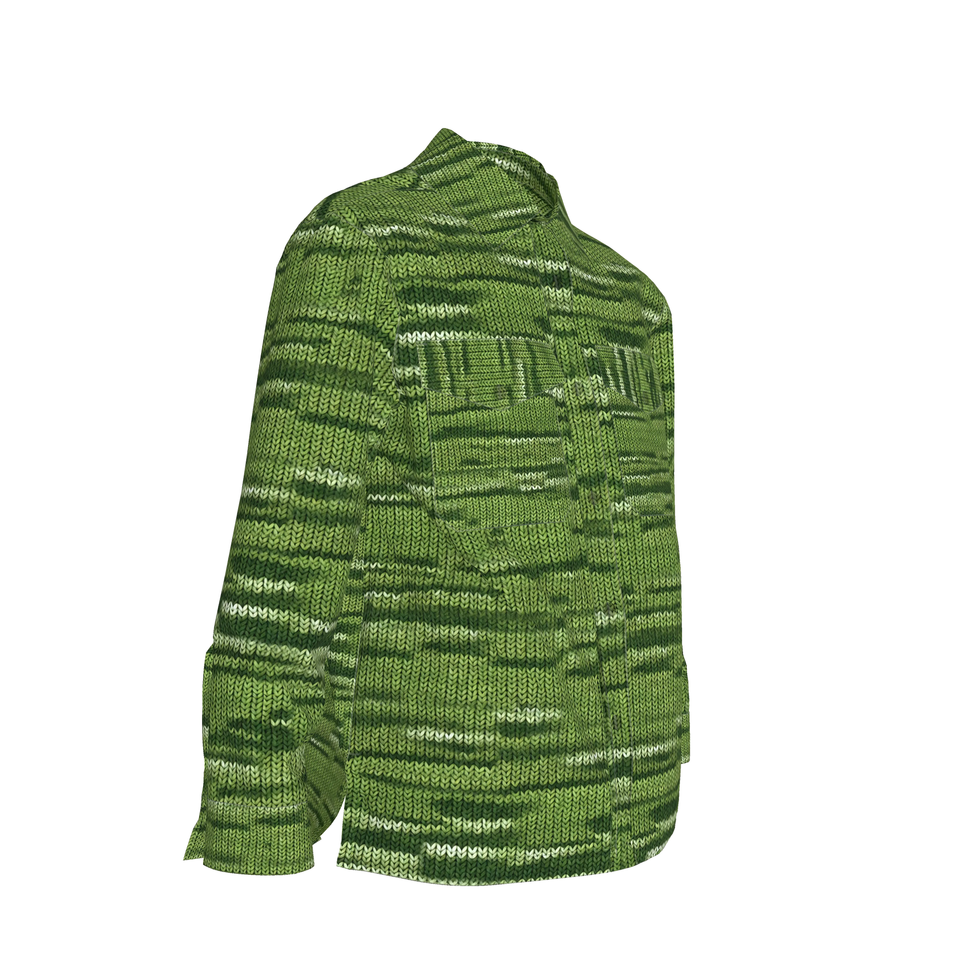 Green🌱🧶Knit Shirt Jacket — Variegated Corduroy Faux Knit 🌿🟩