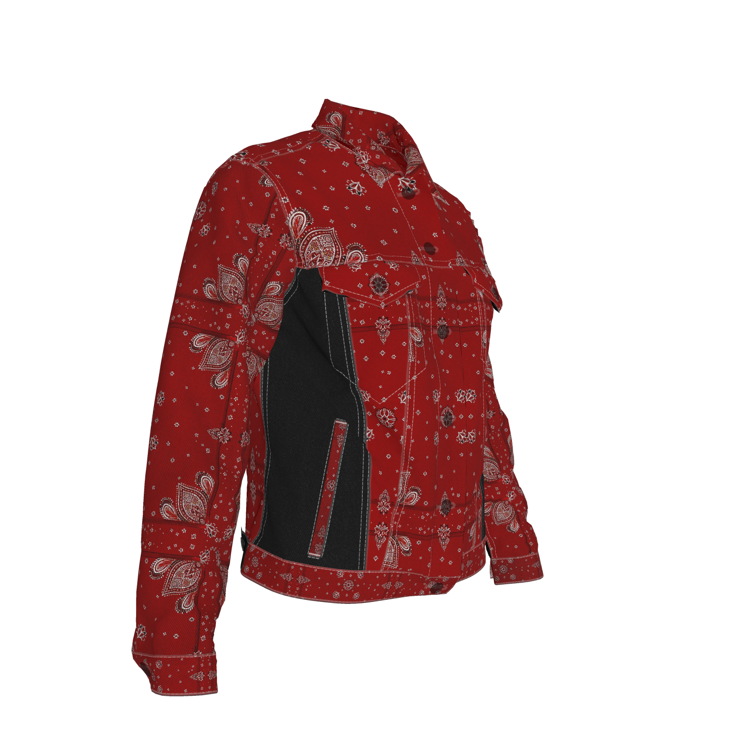 Red Bandana Women's Jean Jacket