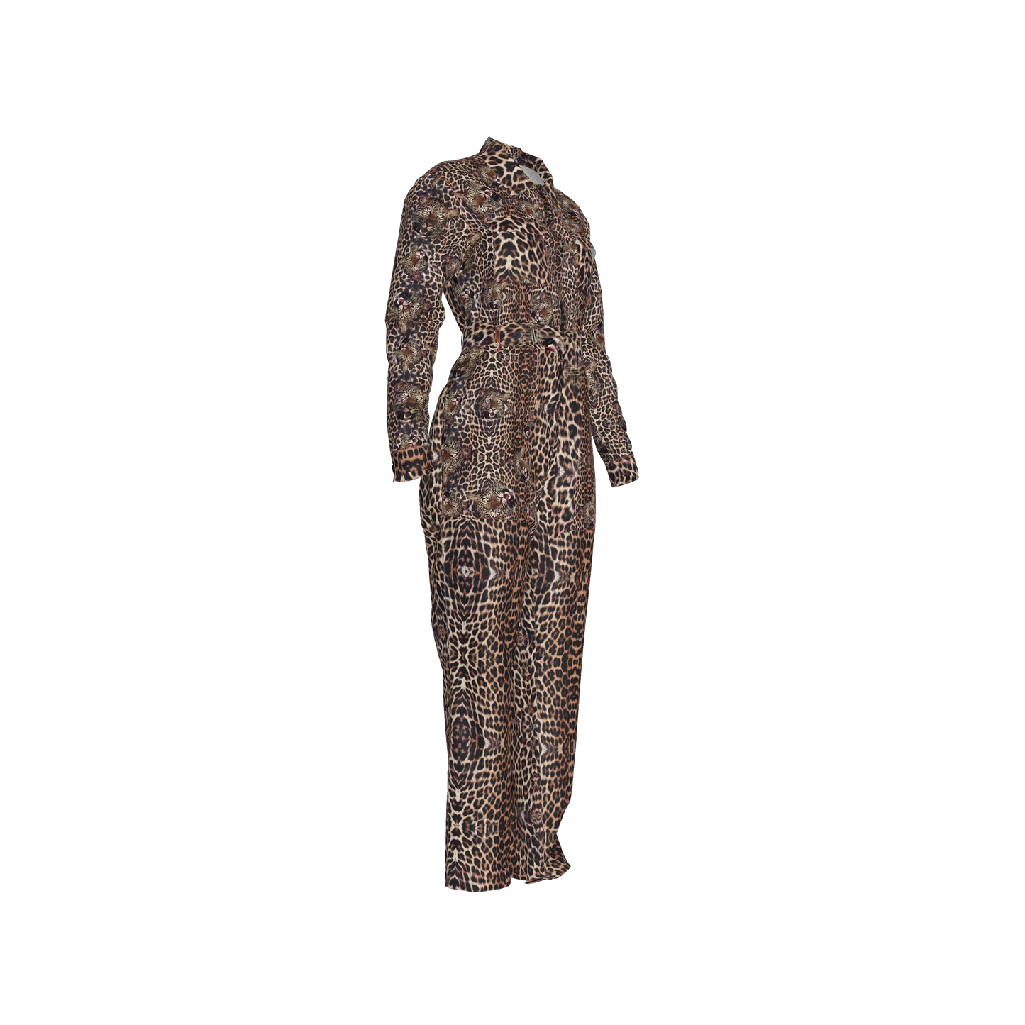 Leopard Head Zip Up Jumpsuit