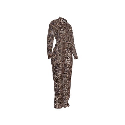 Leopard Head Zip Up Jumpsuit