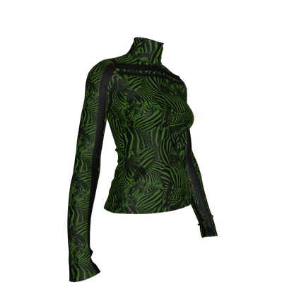 🦓💚 Green Zebra MotoStripe™ Turtleneck