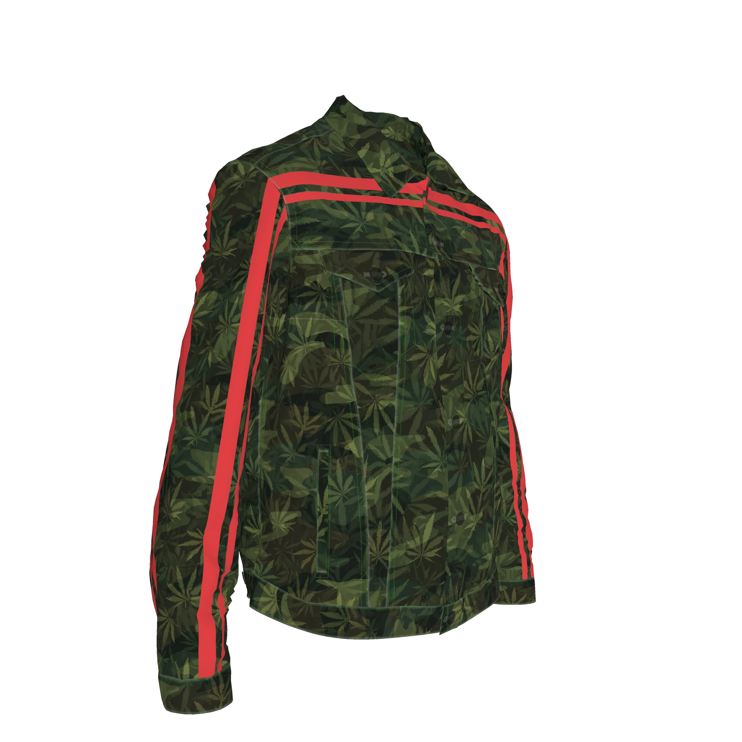 🌿Green Leaf Red MotoStripe™ Men's Jean Jacket