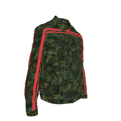 🌿Green Leaf Red MotoStripe™ Men's Jean Jacket