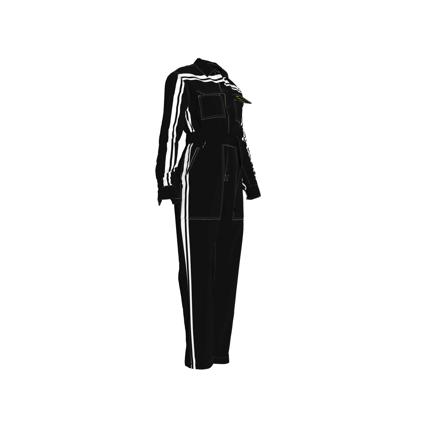 Black & White MotoStripe™ Jumpsuit Button Up