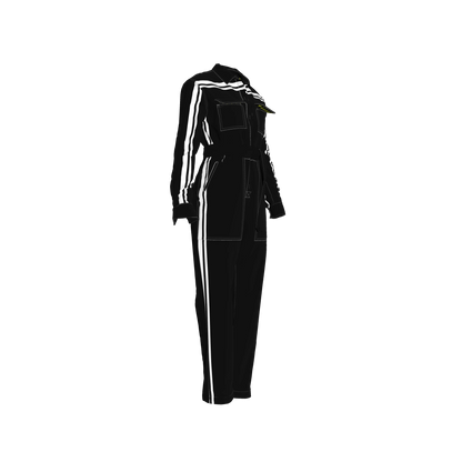 Black & White MotoStripe™ Jumpsuit Button Up