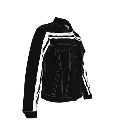 Black and White Stripe Women's Jean Jacket