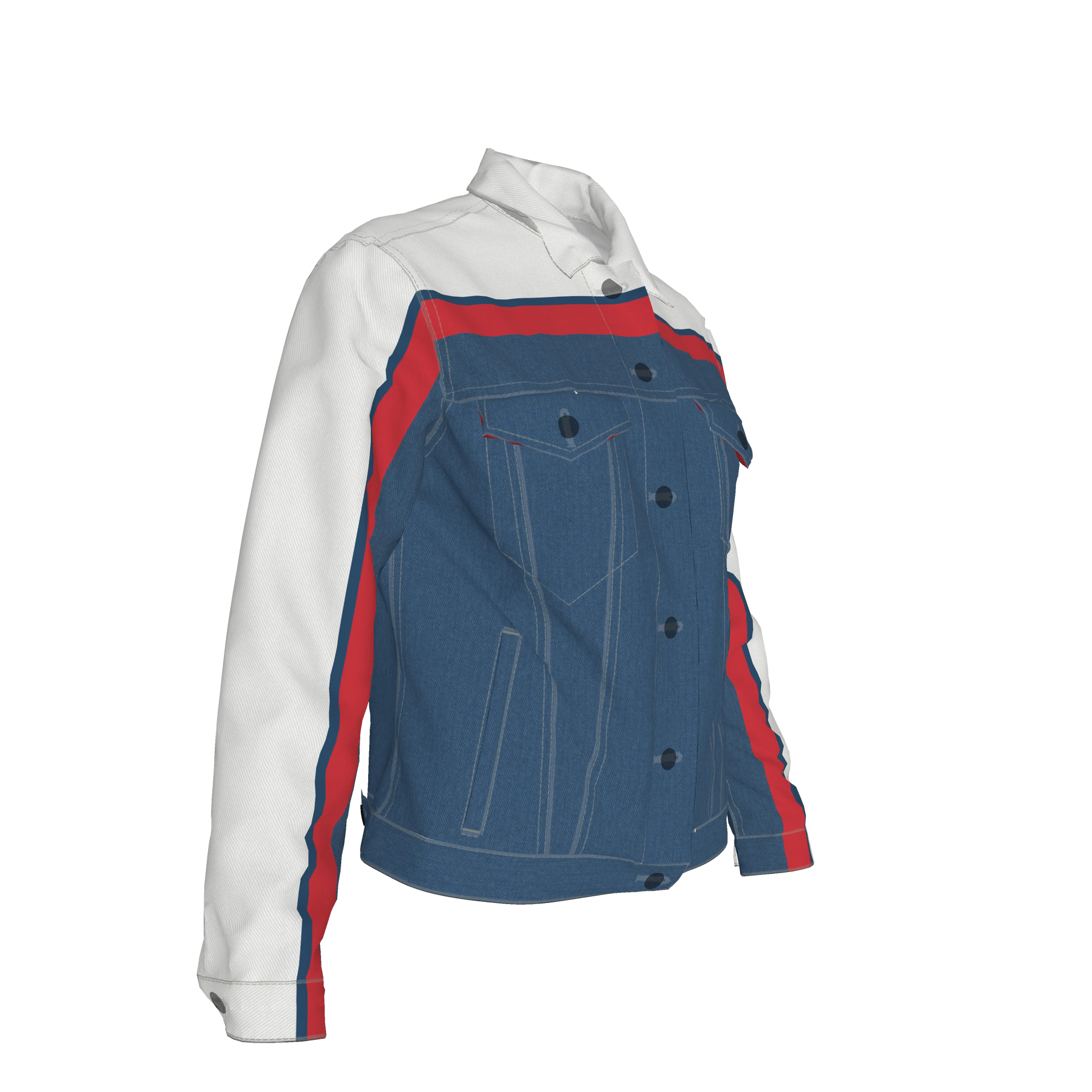 Retro MotoStripe™ Jean Jacket – Red, White & Blue