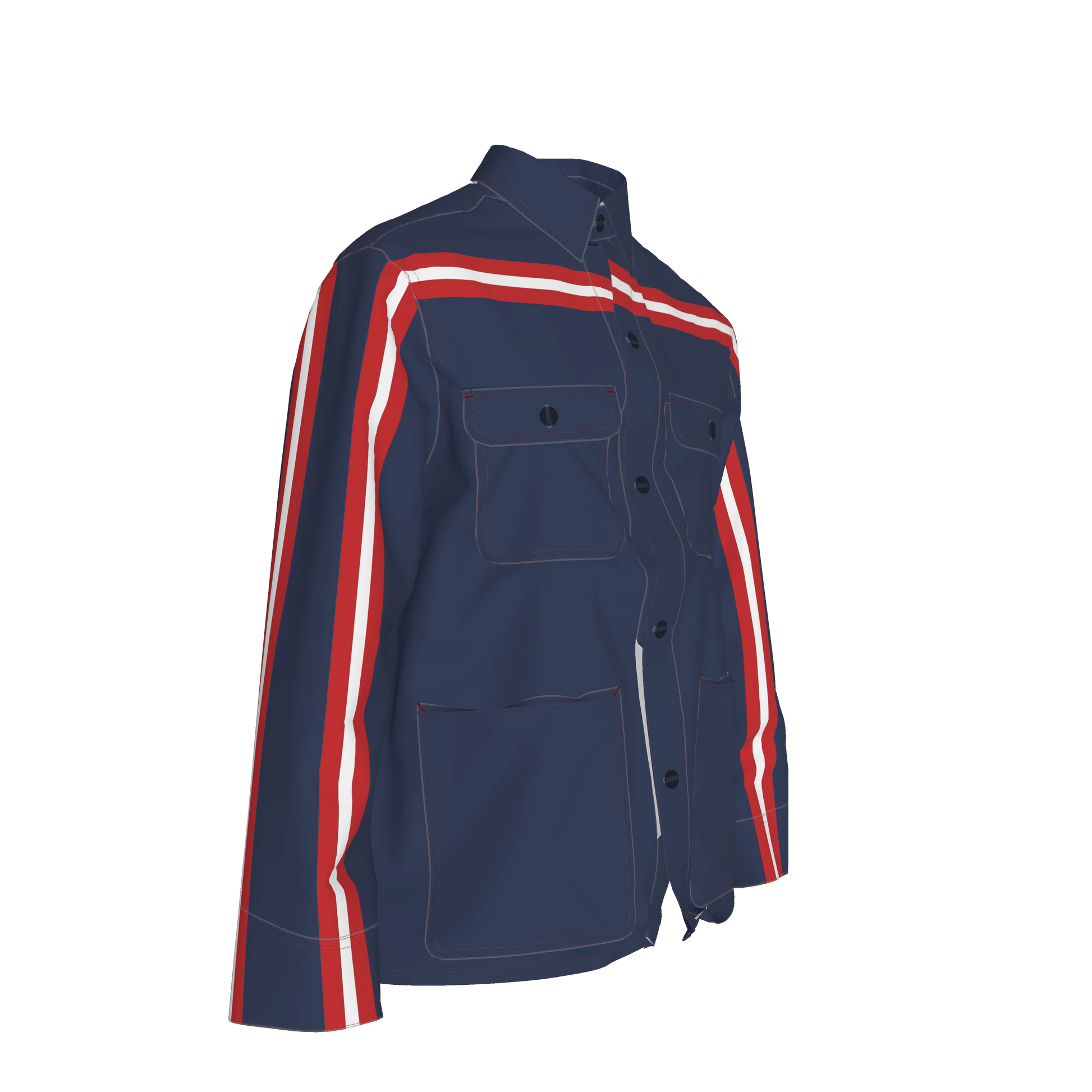 🟦🔴⚪ The Retro Blue MotoStripe™ Chore Coat