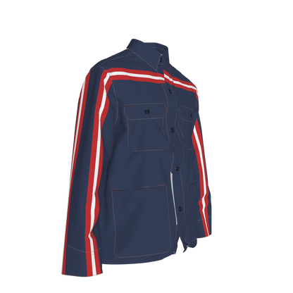 🟦🔴⚪ The Retro Blue MotoStripe™ Chore Coat