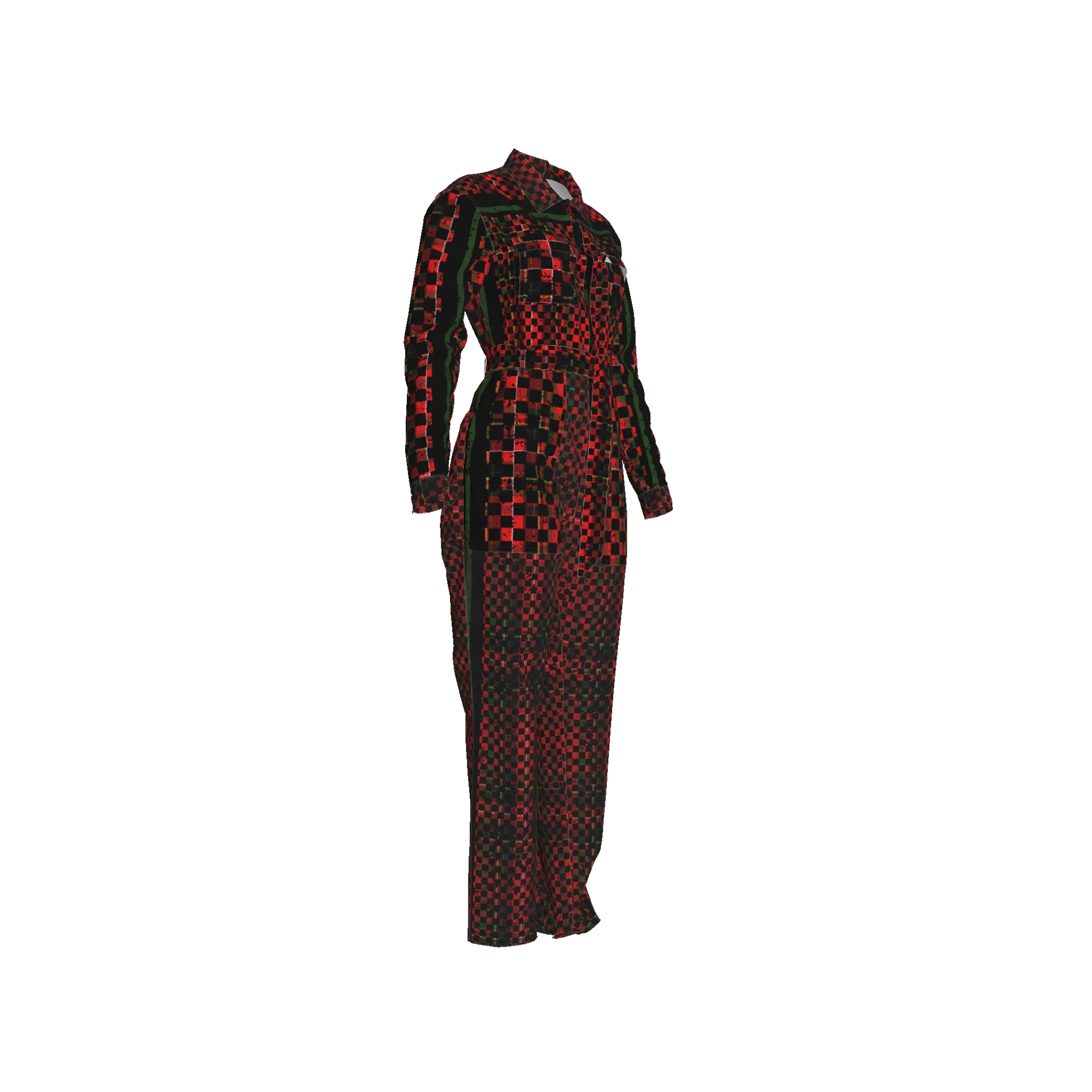 Tartan Chequed Splat MotoStripe™ Zip Jumpsuit