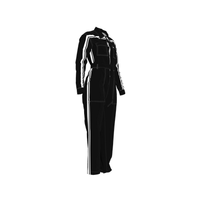 Black & White Lightweight Organic Cotton Flannel MotoStripe™ Jumpsuit