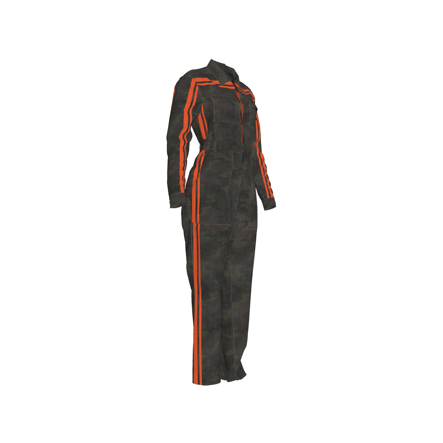 The Army Green Camo + Orange MotoStripe™ Jumpsuit