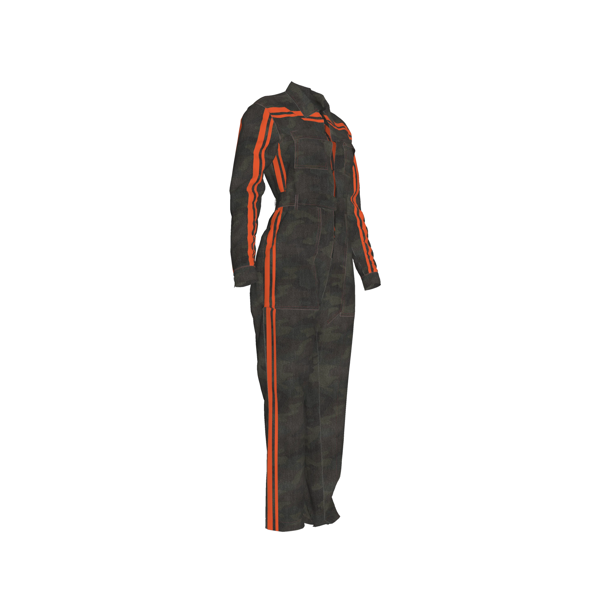 The Army Green Camo + Orange MotoStripe™ Jumpsuit