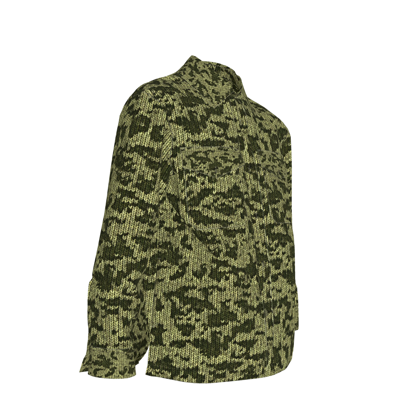 Forest Green🌲🧶Faux-Knit Denim Shirt Jacket 