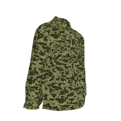 Forest Green🌲🧶Faux-Knit Denim Shirt Jacket 