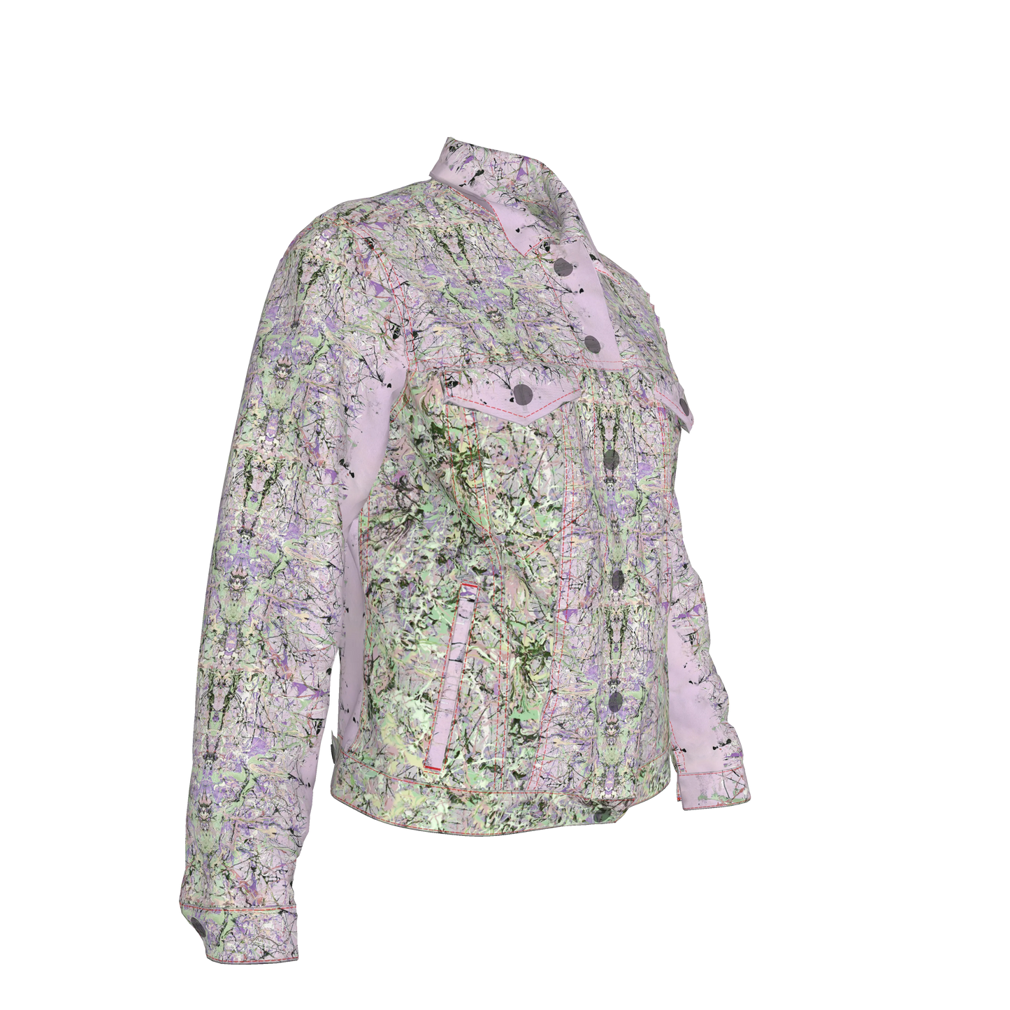 💜 Lilac & Green Splatter Canvas Jean Jacket