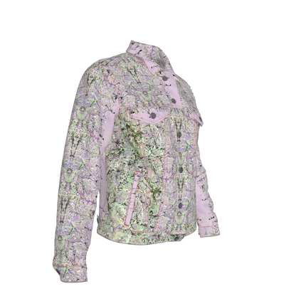 💜 Lilac & Green Splatter Canvas Jean Jacket