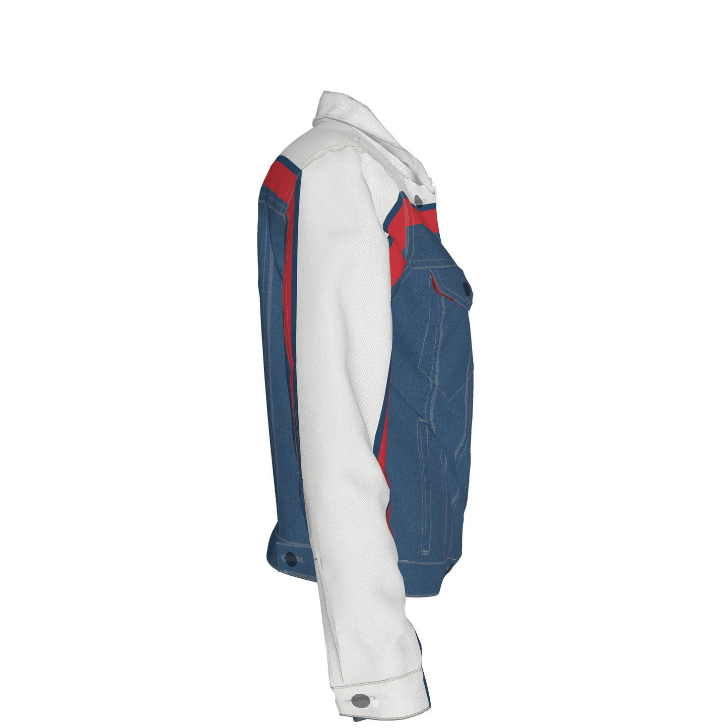 Retro MotoStripe™ Jean Jacket – Red, White & Blue