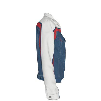 Retro MotoStripe™ Jean Jacket – Red, White & Blue