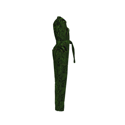 Green Zebra Button Jumpsuit