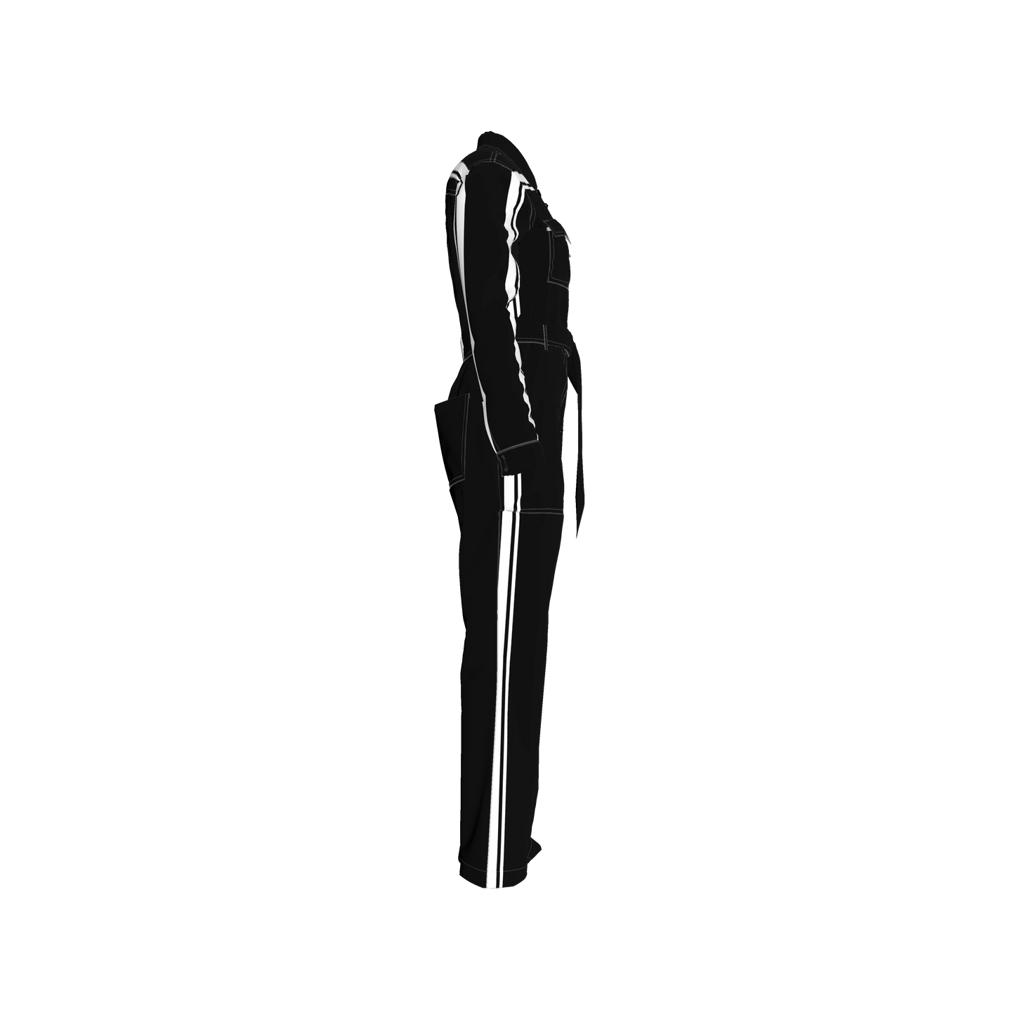 Black & White Lightweight Organic Cotton Flannel MotoStripe™ Jumpsuit