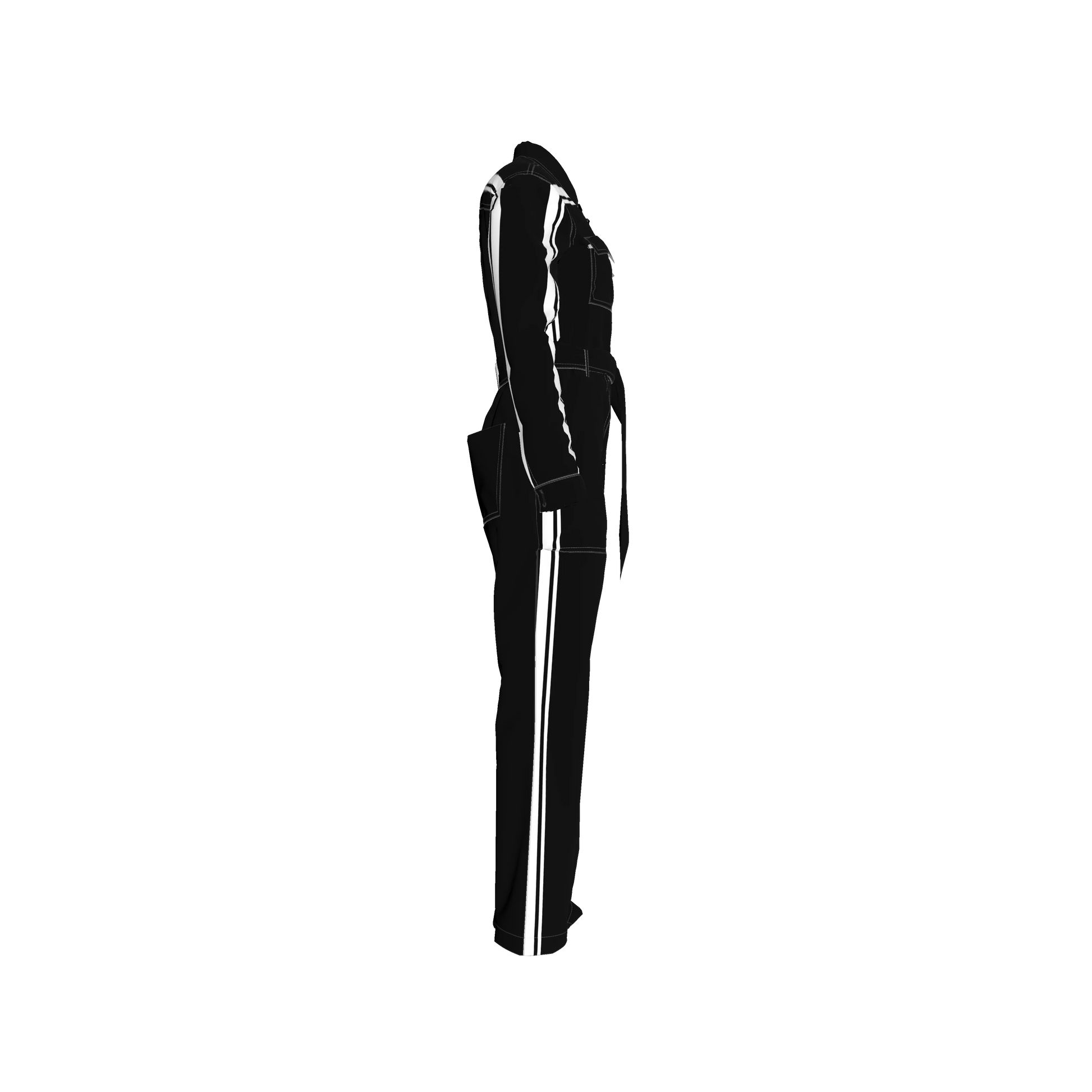 Black & White Lightweight Organic Cotton Flannel MotoStripe™ Jumpsuit