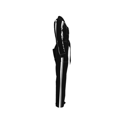 Black & White Lightweight Organic Cotton Flannel MotoStripe™ Jumpsuit