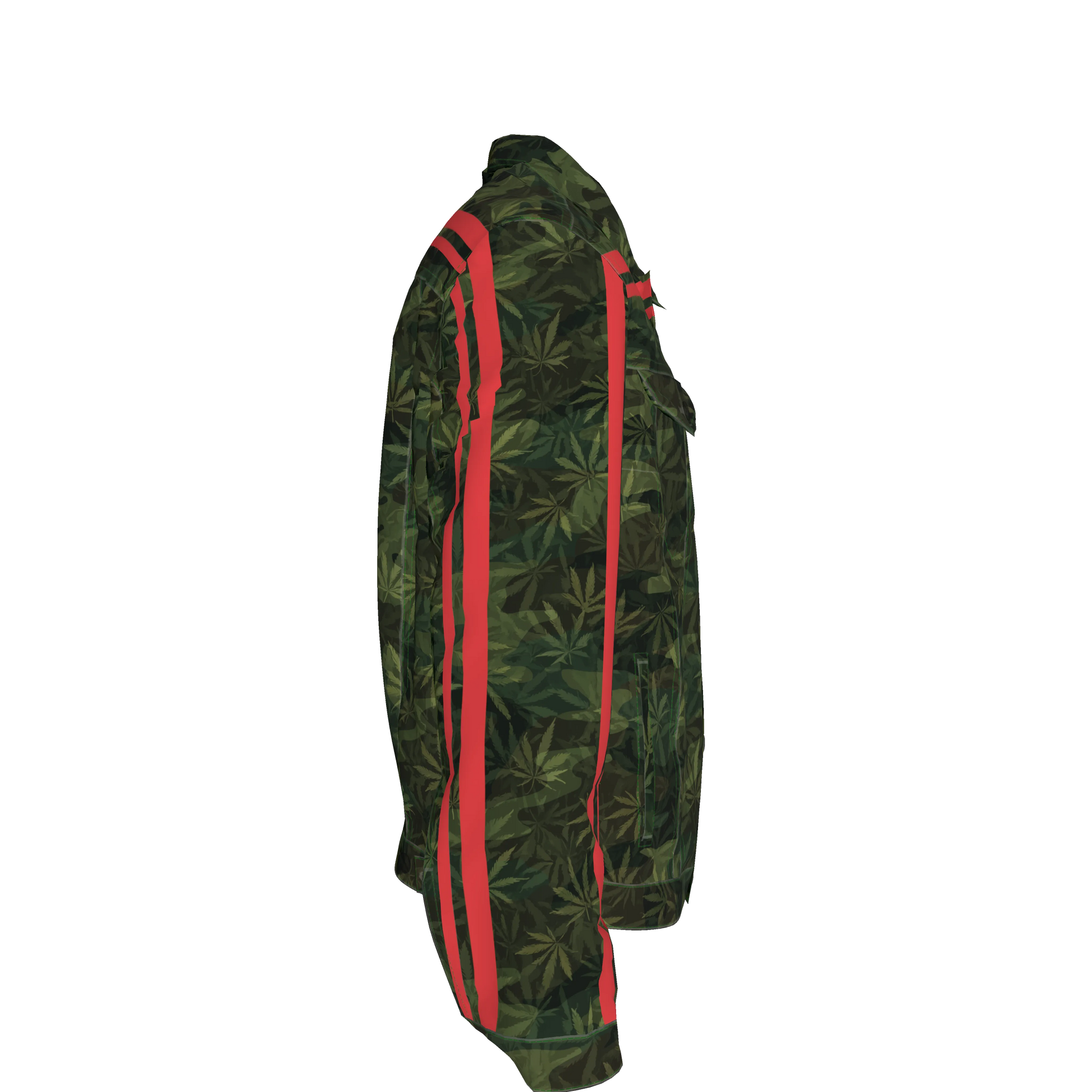 🌿Green Leaf Red MotoStripe™ Men's Jean Jacket