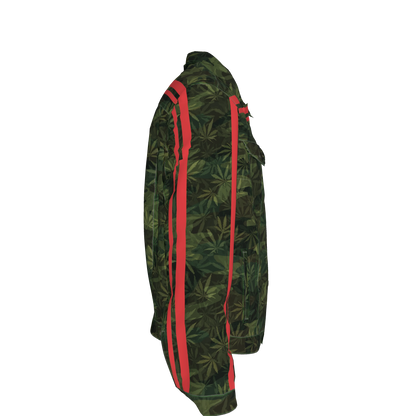 🌿Green Leaf Red MotoStripe™ Men's Jean Jacket