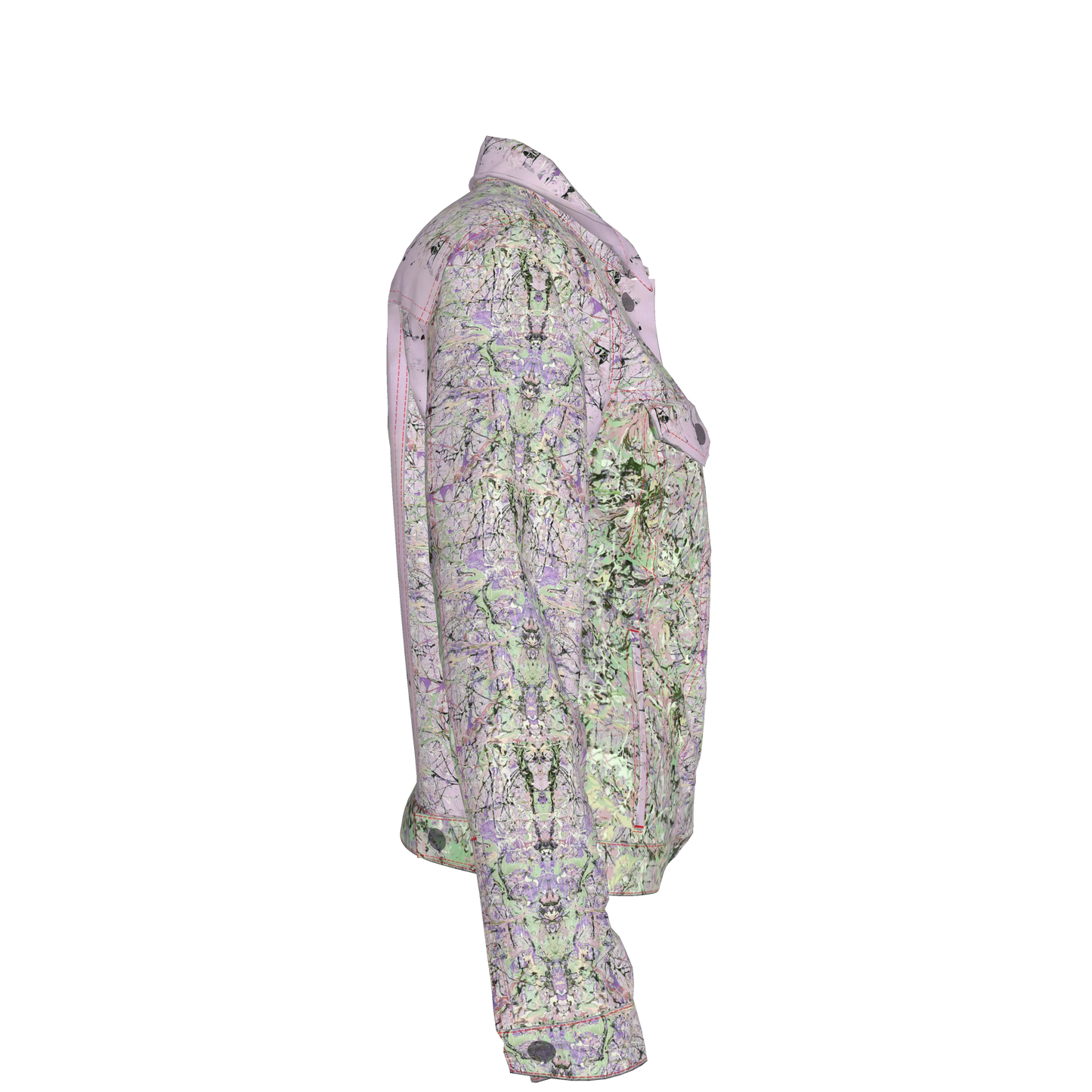 💜 Lilac & Green Splatter Canvas Jean Jacket