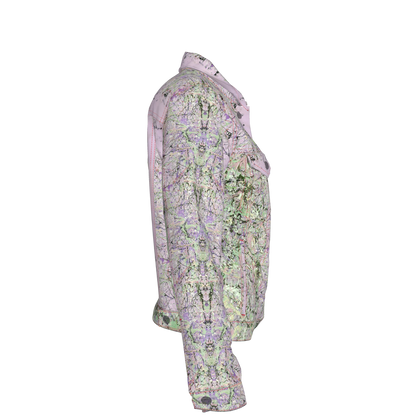 💜 Lilac & Green Splatter Canvas Jean Jacket