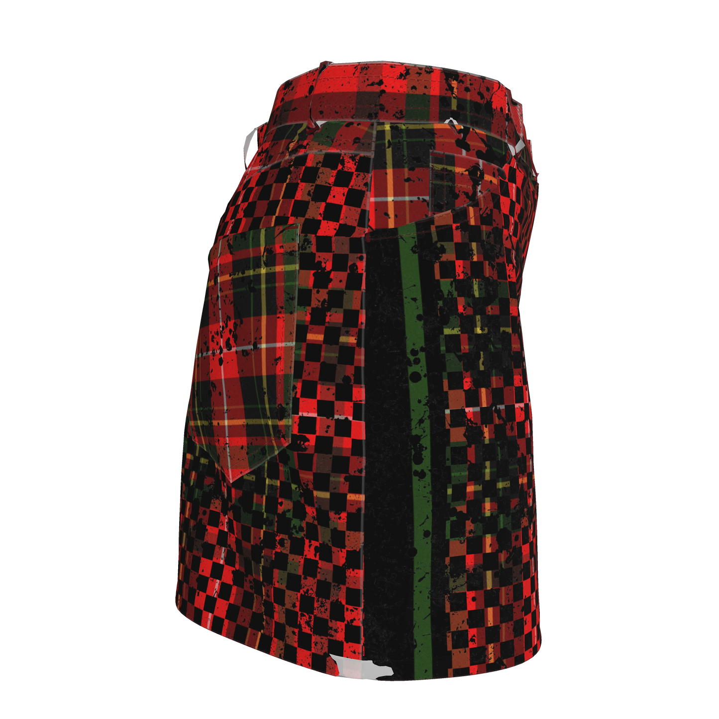 Tartan Check Splat MotoStripe™ Jean Skirt