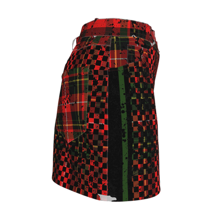 Tartan Check Splat MotoStripe™ Jean Skirt