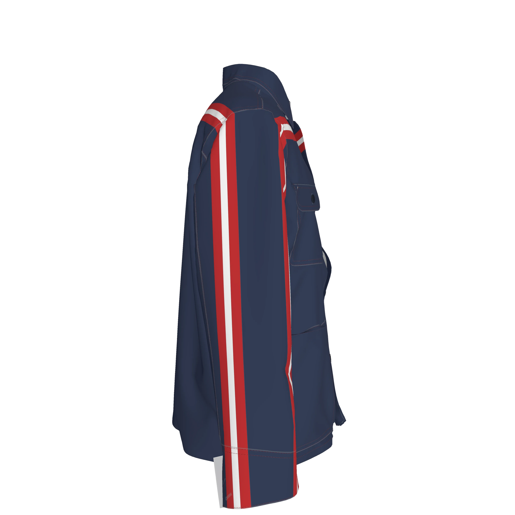 🟦🔴⚪ The Retro Blue MotoStripe™ Chore Coat