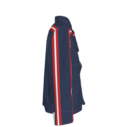 🟦🔴⚪ The Retro Blue MotoStripe™ Chore Coat