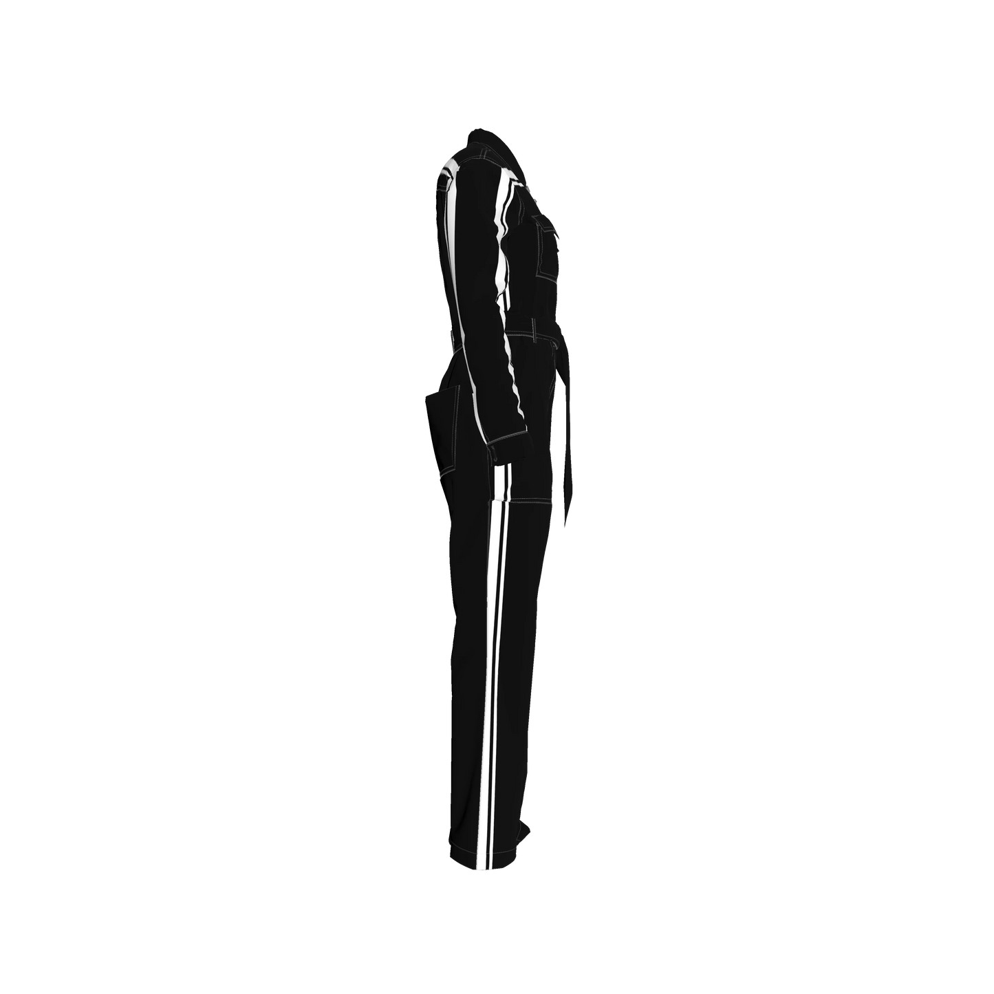 Black & White Lightweight Organic Cotton Flannel MotoStripe™ Jumpsuit