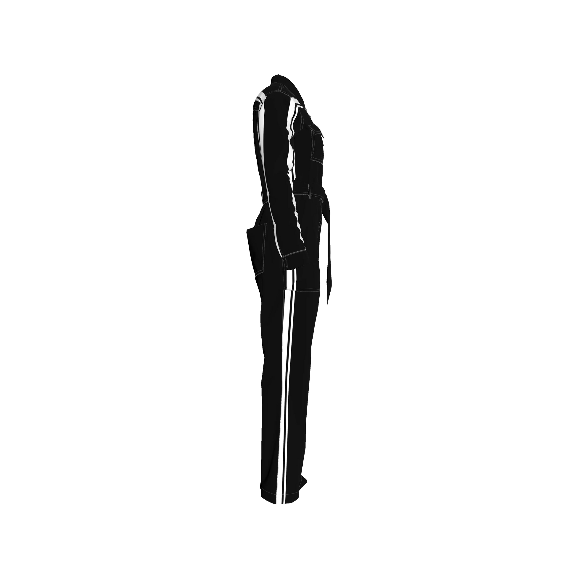 Black & White Lightweight Organic Cotton Flannel MotoStripe™ Jumpsuit