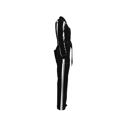 Black & White Lightweight Organic Cotton Flannel MotoStripe™ Jumpsuit