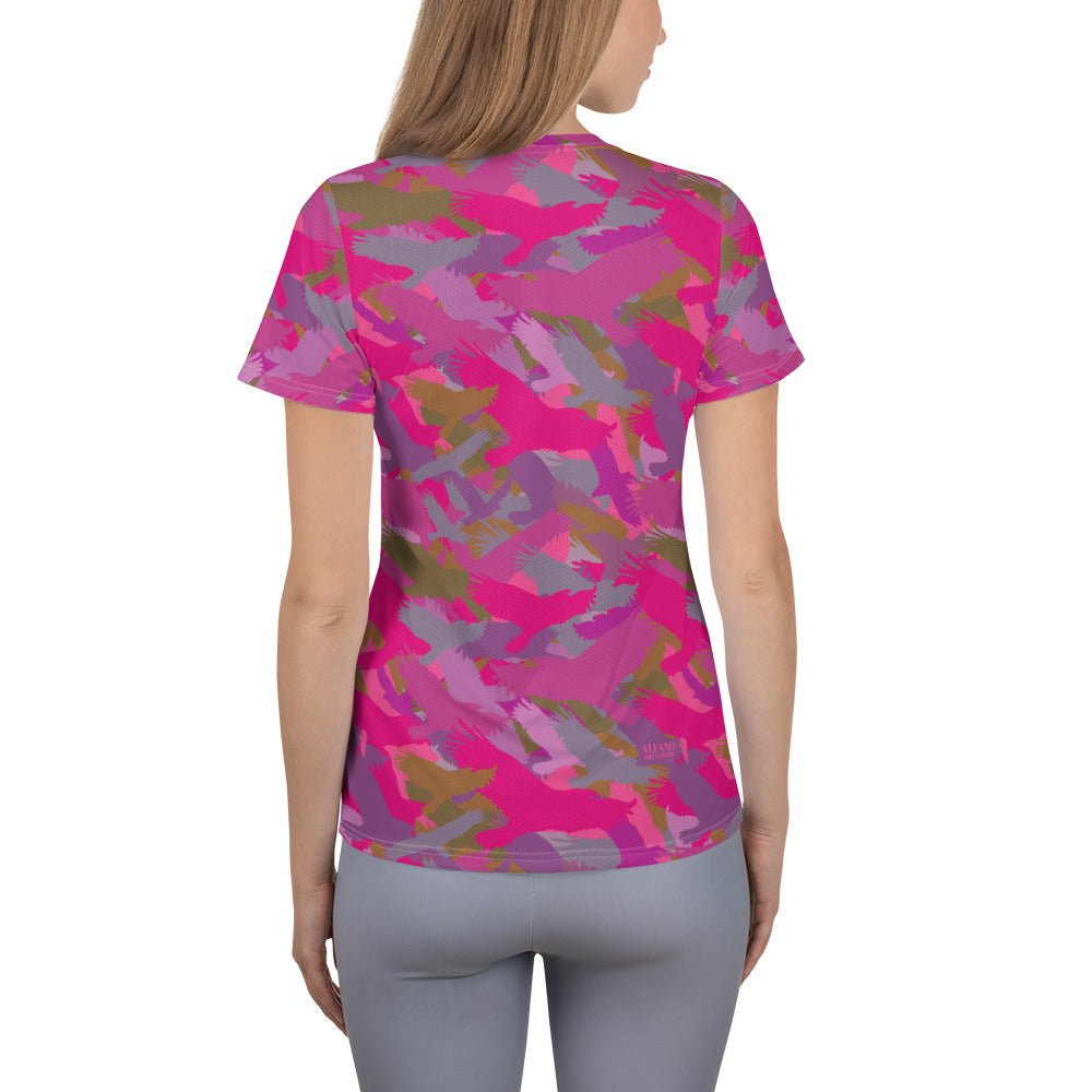 Women's Bald Eagle Camo in Pinks and Purples Athletic T - shirt - Alfano Dry Goods