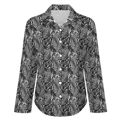 Zebra button down long sleeve blouse - Alfano Dry Goods