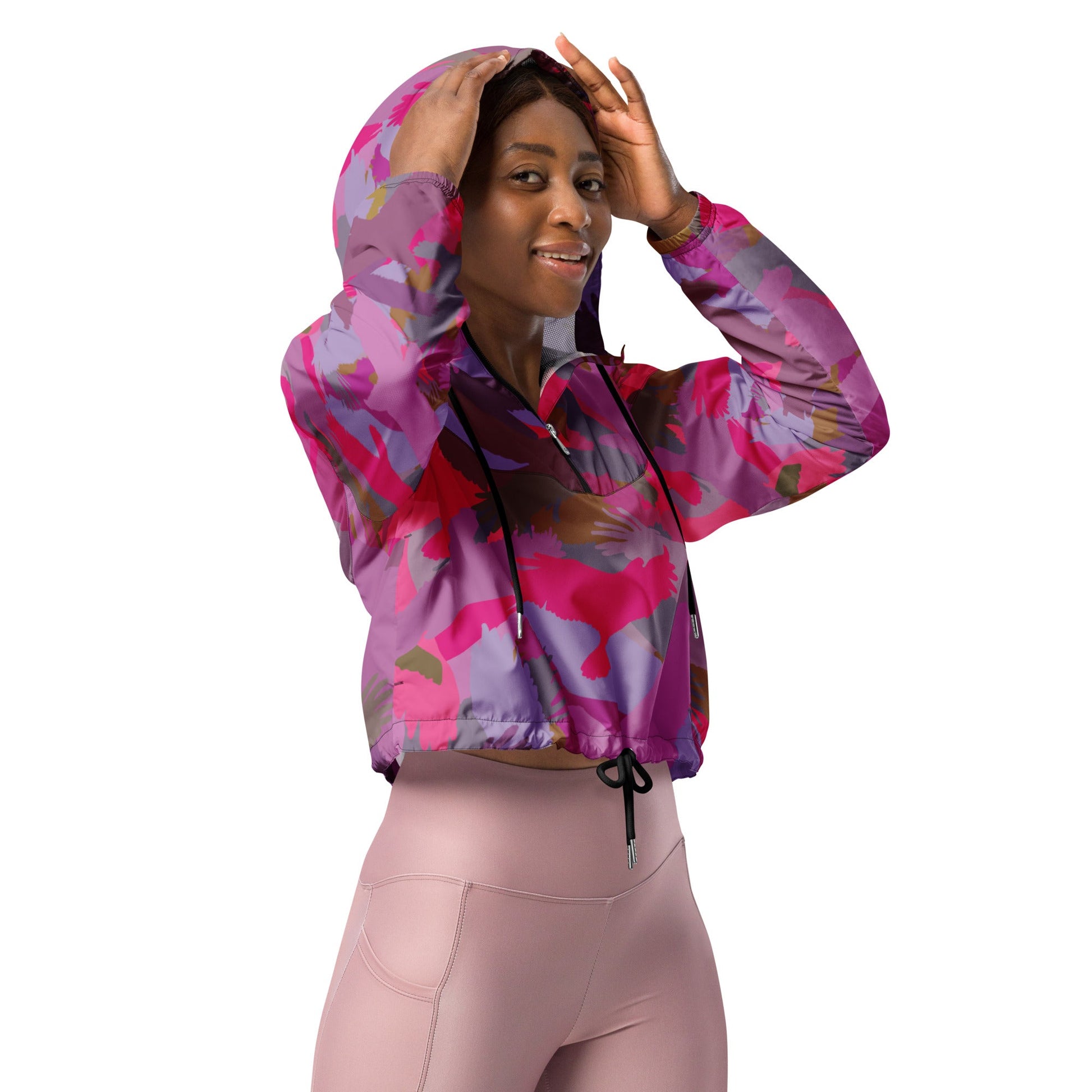 Bald Eagle Camouflage in Pinks - Women’s cropped windbreaker - Alfano Dry Goods