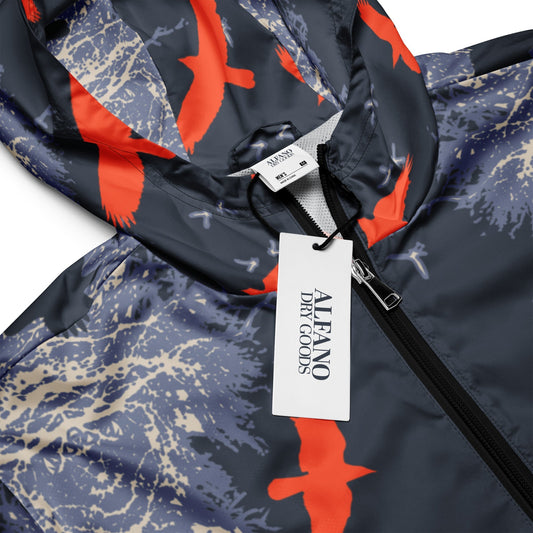 Crows in Flight - Men’s (Unisex) windbreaker - Cardio Orange - Alfano Dry Goods